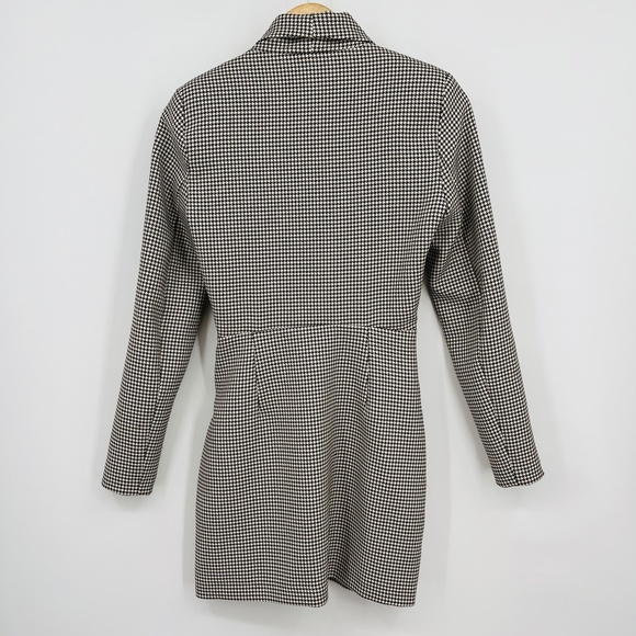ZARA Houndstooth Faux Wrap Rhinestone Buckle Blazer Dress XS Academia Office - Picture 5 of 9